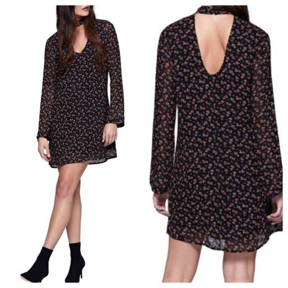 Sanctuary Dakota A-line Choker Mini Black Floral Dress Size S - Picture 3 of 7